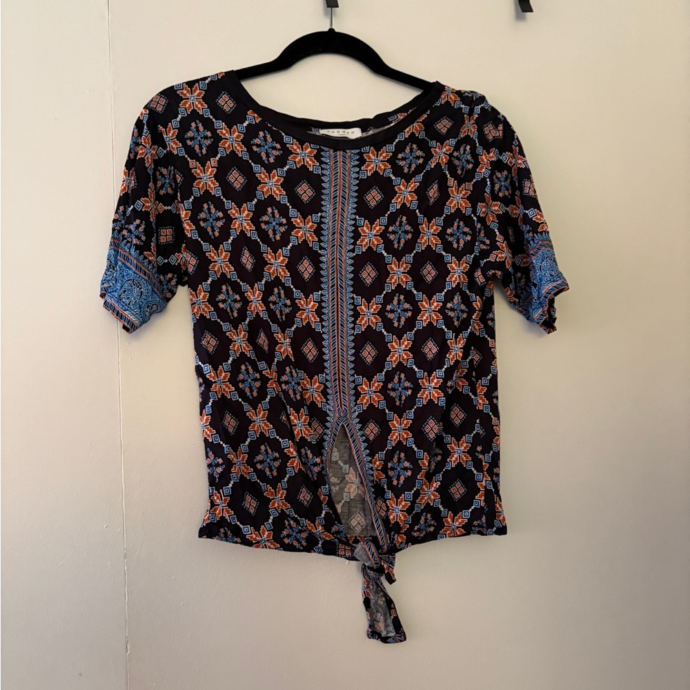Sandro Geometric Tie-Front Top